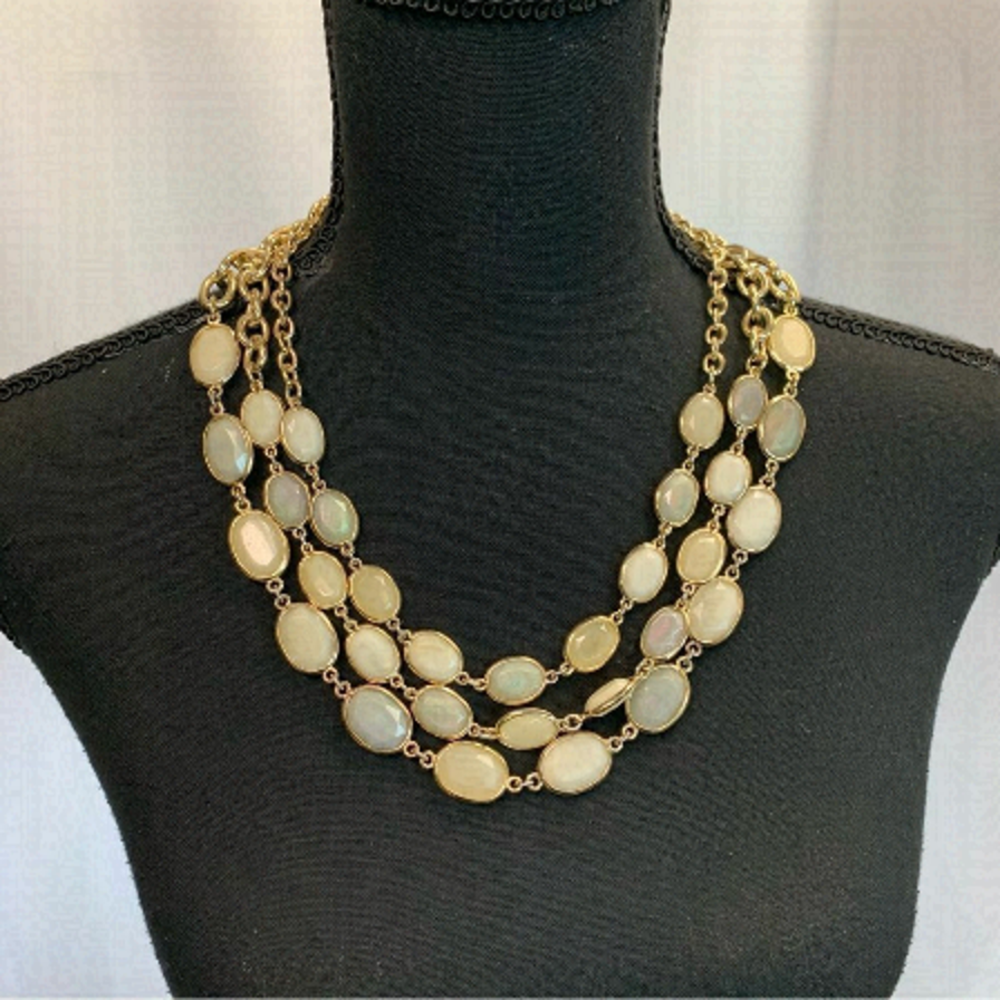 Tristan layered pastel goldtone oval statement necklace